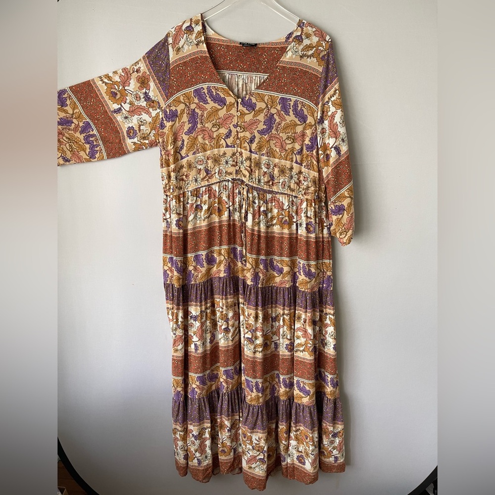 City Chic Floral Boho Tiered Maxi Dress 1X - Picture 3 of 12